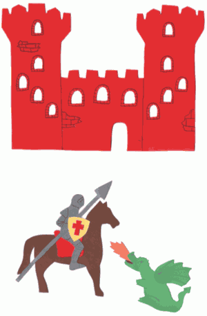 Burg, Ritter und Drache