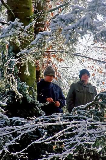 Waldgelndespiele im Schnee: da geht es hei her und die Klte ist nicht zu spren