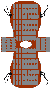 Brustpanzer aus Leder: Ansicht von oben mit Vorder- und Rückseite